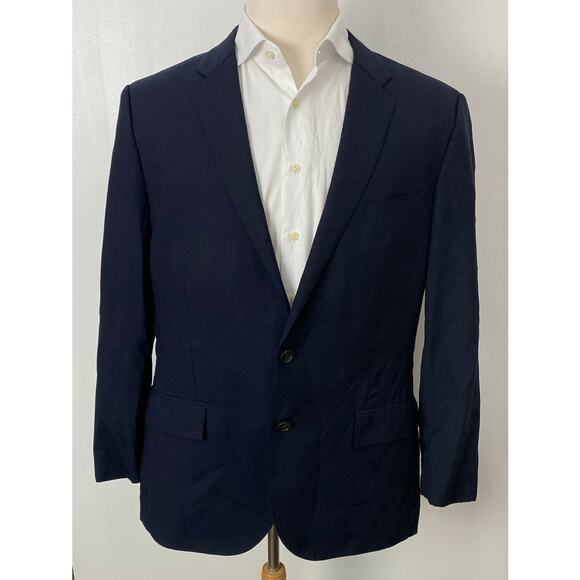 Men J. Crew Ludlow Loro Piana navy 2-button wool blazer sport coat jacket 44R